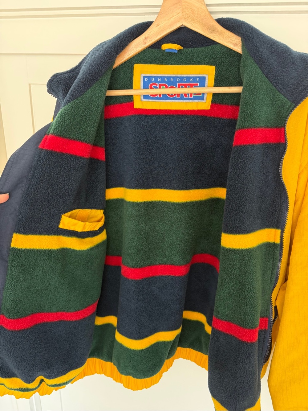 Dunbrooke Yellow Jacket with Cozy Navy Striped Fleece - Large - Picture 5 of 16